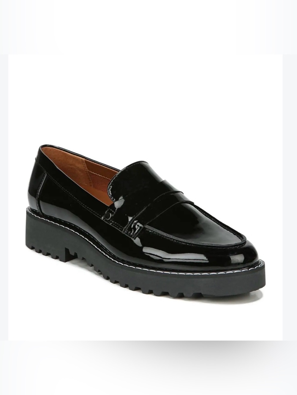 Franco Sarto 10 M Black Patent Loafer Flats - Women Shoes
